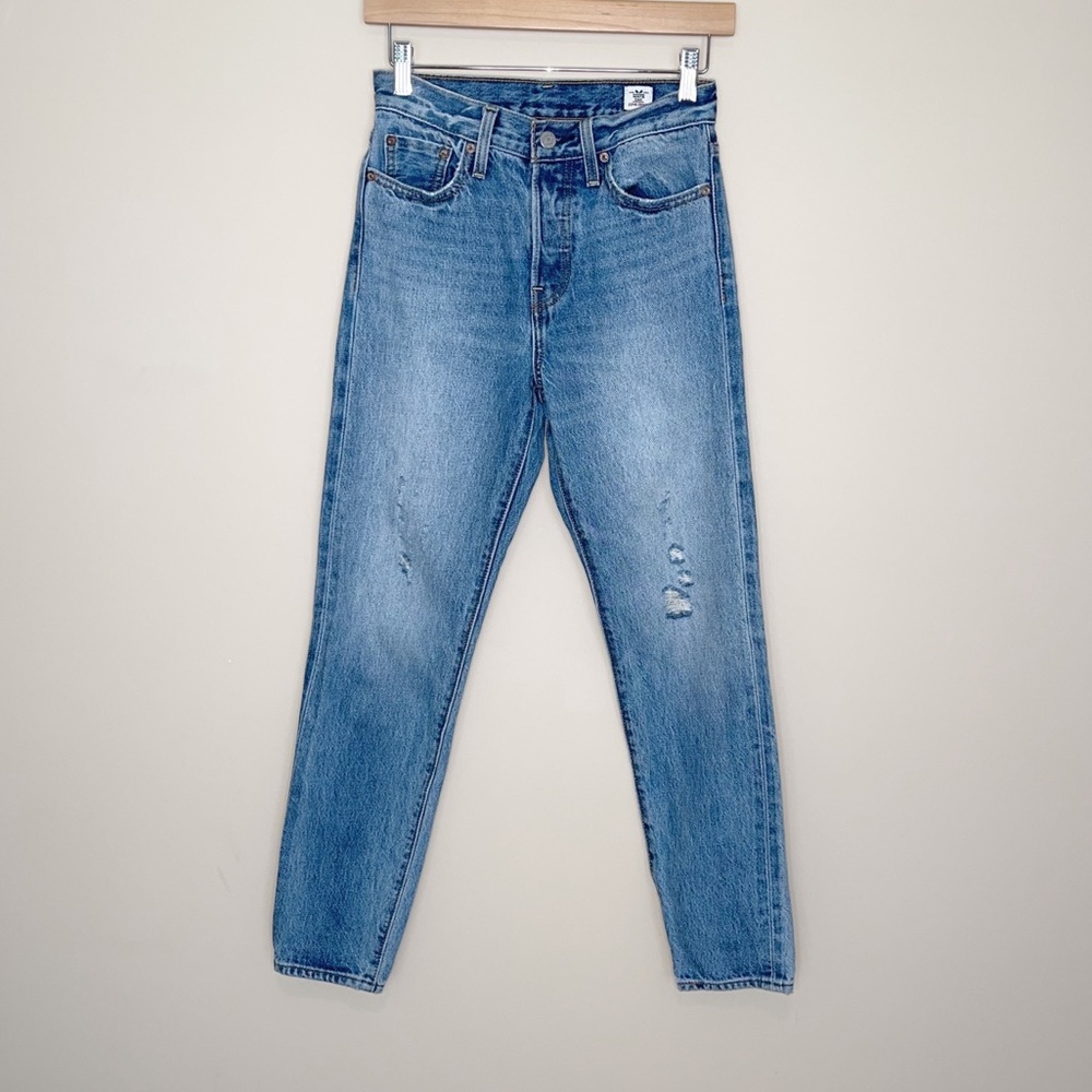 Levi's  Wedgie Icon Straight Jeans Foothills Distressed High Rise Size 24